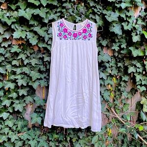 Flowery Embroidered Bohemian Dress